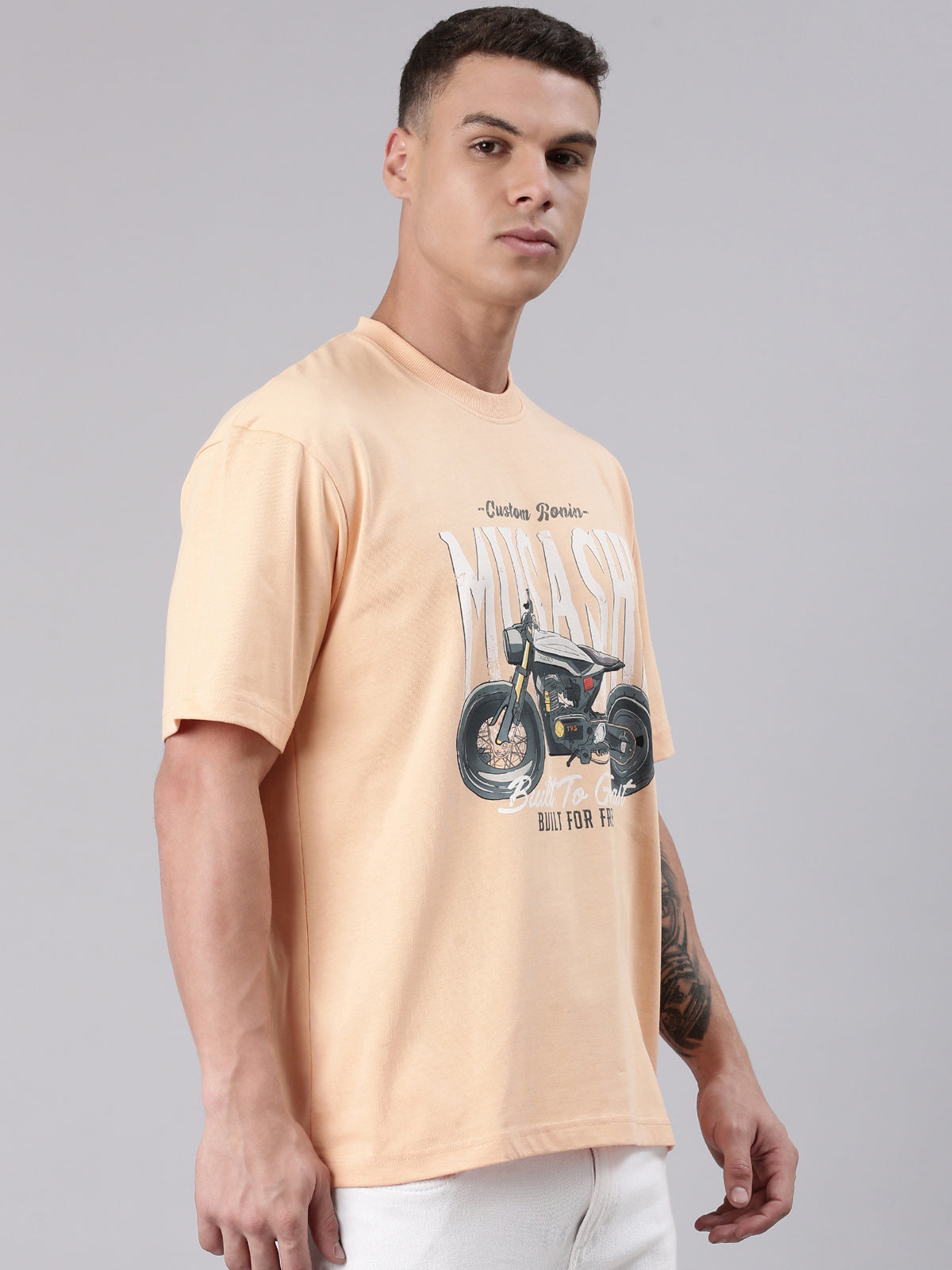 TVS Lifestyle 100% Cotton Oversized Graphic T-shirt for Men | Premium 220 GSM Heavyweight Tee with Relaxed Fit | Soft Cotton Oversized T Shirt for Boys | Durable Ribbed Neckline Streetwear Style